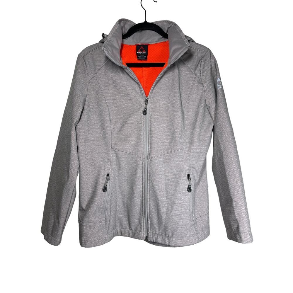 Gerry Weber Women's Softshell Water Resistant Detachable Hooded Jacket Gray Sz M
